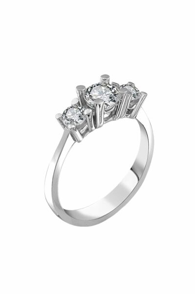 Sertifikalı Swarovski Tria 3 Üç Taş 925 Gümüş Yüzük