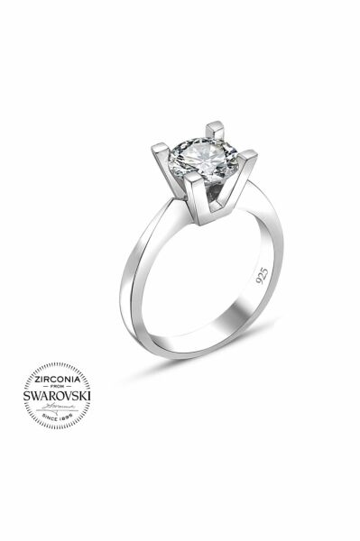 Swarovski Sertifikalı Tektaş 925 Gümüş Yüzük