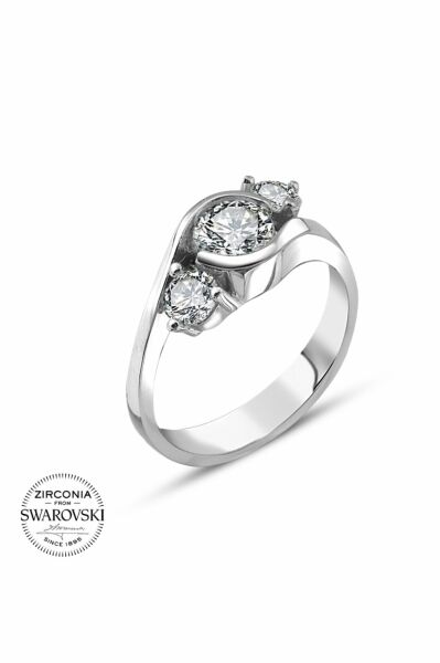 Sertifikalı Swarovski Tria 3 Üç Taş 925 Gümüş Yüzük