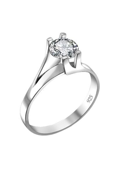 Swarovski Sertifikalı Özel Tasarım Tektaş 925 Gümüş Yüzük