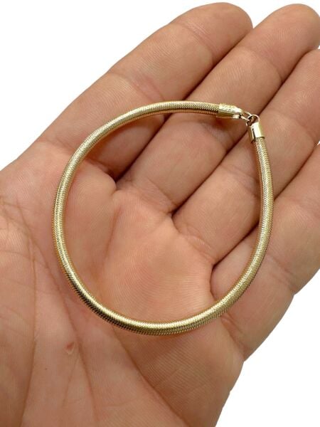 Lastik Değil 14 Ayar Altın Taşsız Günlük Her Bileğe Uygun Unisex Bileklik