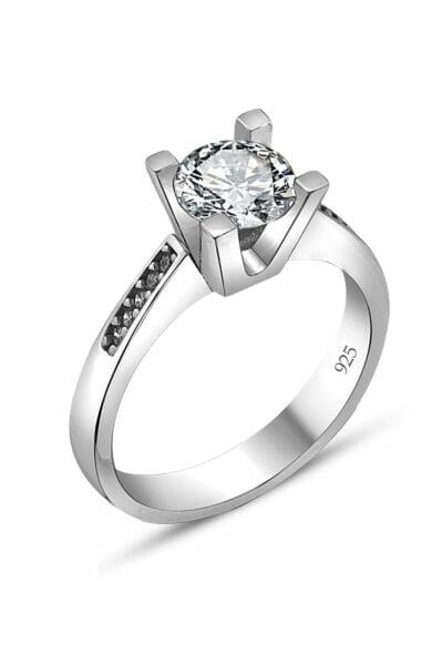 Sertifikalı Swarovski Pırlanta Montür 925 Gümüş Yüzük