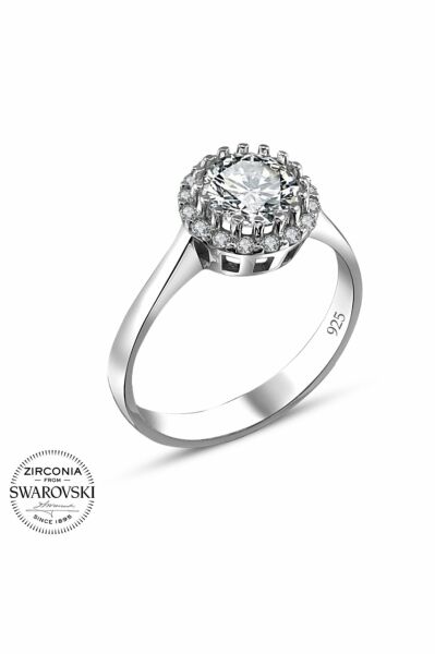 Sertifikalı Swarovski Pırlanta Montür 925 Gümüş Yüzük