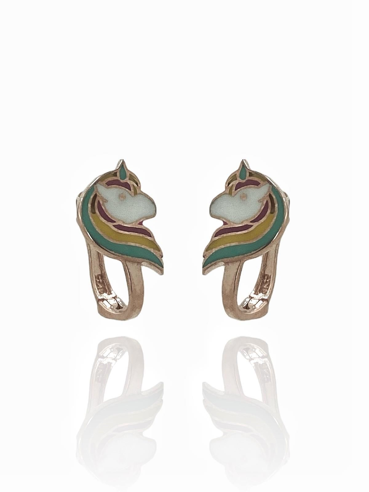 925 Gümüş Unicorn Rosegold Bebek Çocuk Küpesi