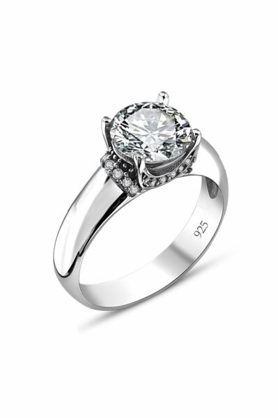 Sertifikalı Swarovski Pırlanta Montür 925 Gümüş Yüzük