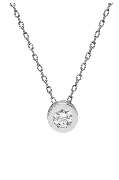 Swarovski Taşlı Sıvama Tektaş 925 Gümüş Kolye