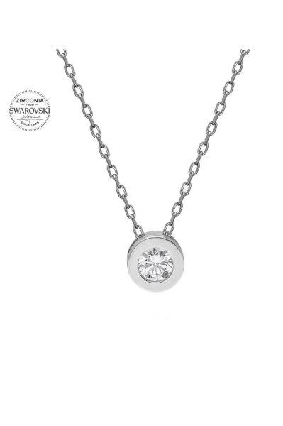 Swarovski Taşlı Sıvama Tektaş 925 Gümüş Kolye