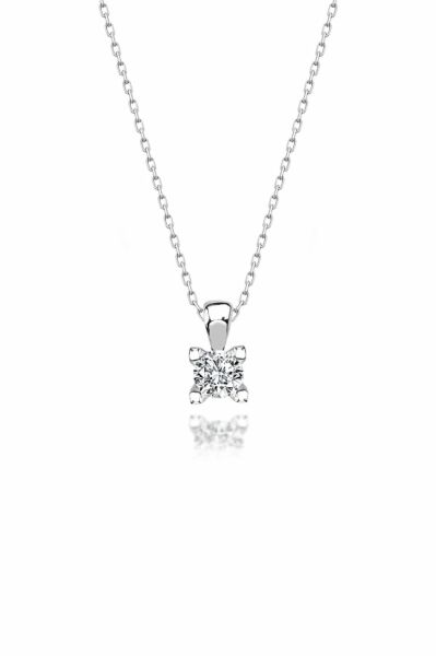 Swarovski Taşlı Tırnaklı Minik Tektaş 925 Gümüş Kolye