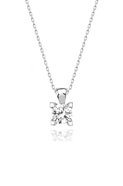 Swarovski Taşlı Tırnaklı Tektaş 925 Gümüş Kolye