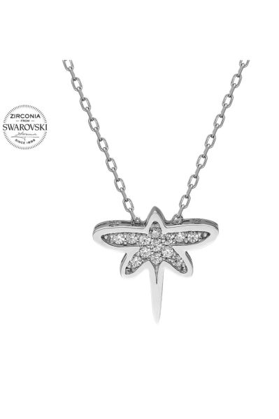 Sertifikalı Swarovski Taş Yusufçuk 925 Gümüş Kolye