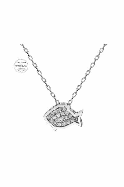 Sertifikalı Swarovski Taş Minik Balina 925 Gümüş Kolye