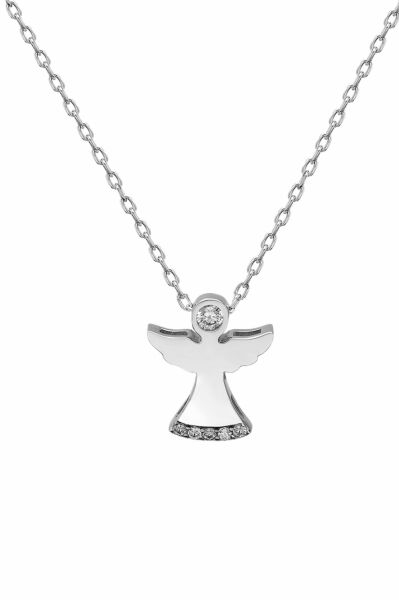 Sertifikalı Swarovski Taşlı Minik Angel 925 Gümüş Kolye