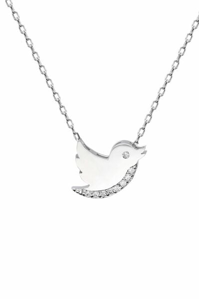 Sertifikalı Swarovski Taşlı Güvercin 925 Gümüş Kolye