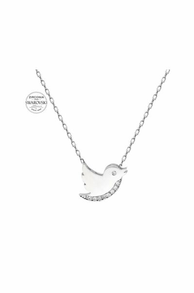 Sertifikalı Swarovski Taşlı Güvercin 925 Gümüş Kolye