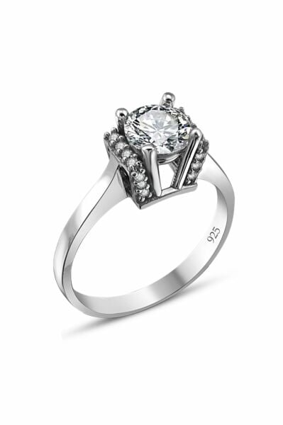 Sertifikalı Swarovski Taşlı Özel Model Tektaş 925 Gümüş Yüzük