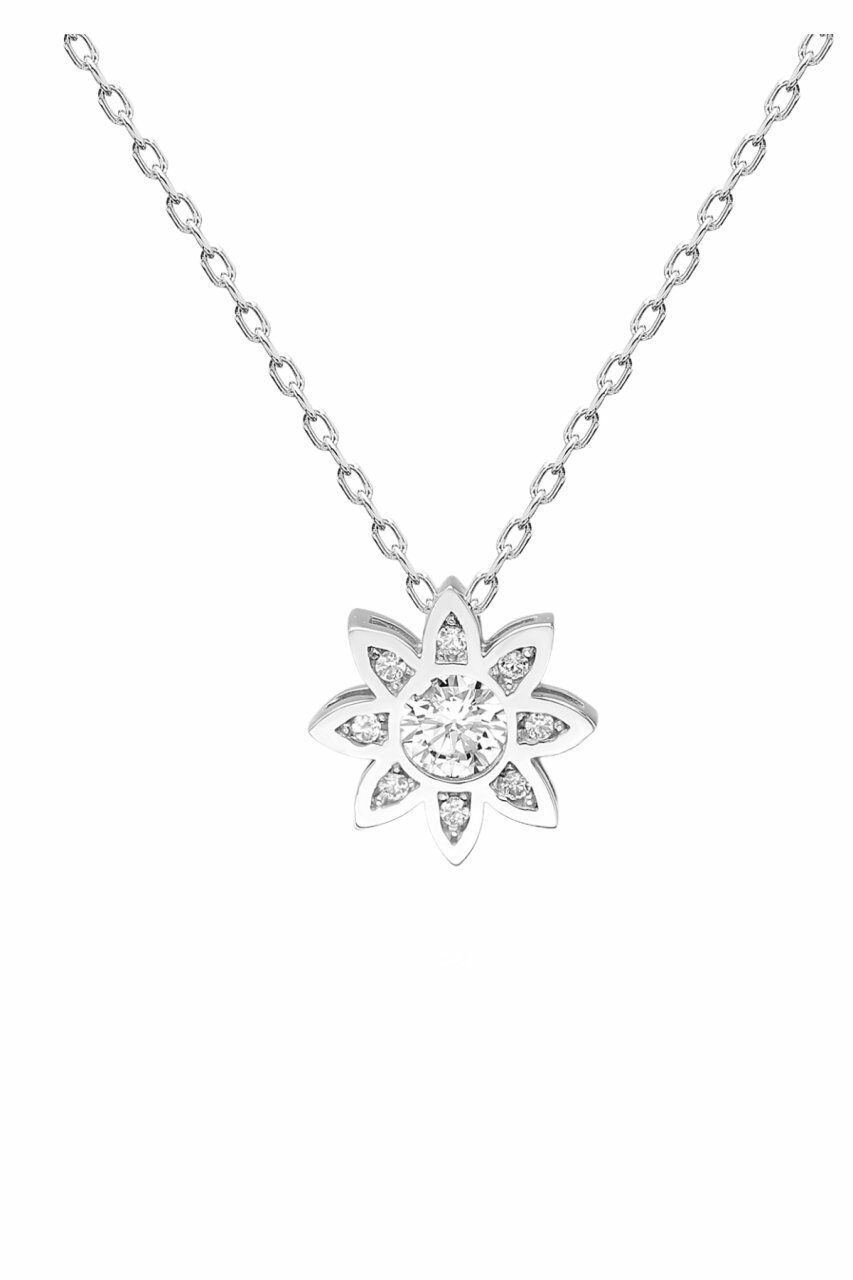 Sertifikalı Swarovski Taş Yaşam Çiçeği 925 Gümüş Kolye