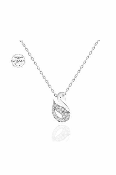 Sertifikalı Swarovski Taşlı Kuğu 925 Gümüş Kolye