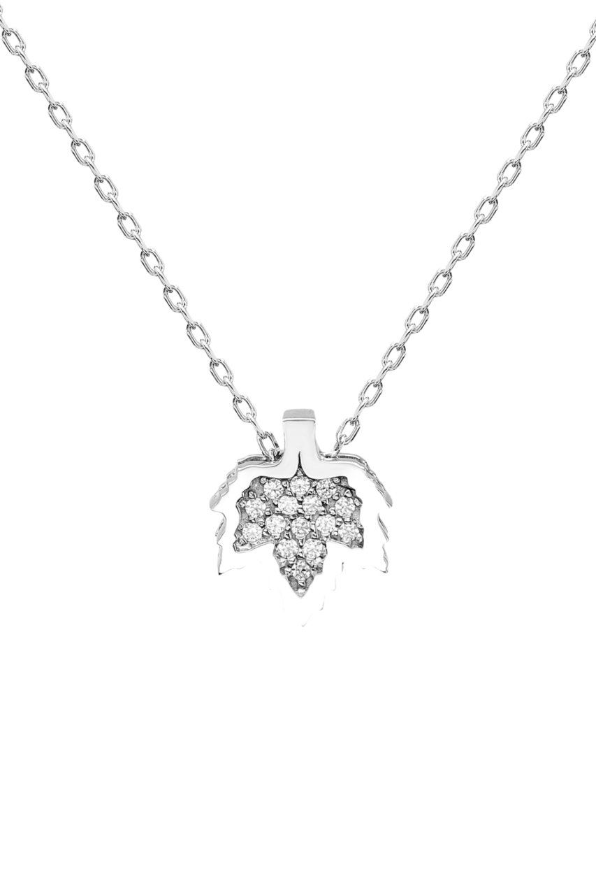 Sertifikalı Swarovski Taşlı Çınar Yaprağı 925 Gümüş Kolye