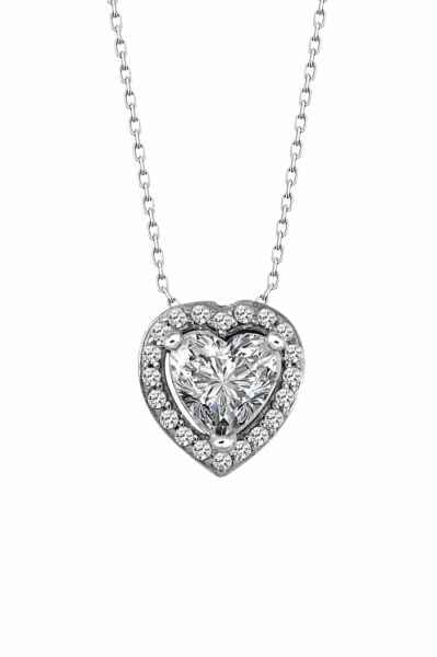 Sertifikalı Swarovski Taşlı Kalp 925 Gümüş Kolye