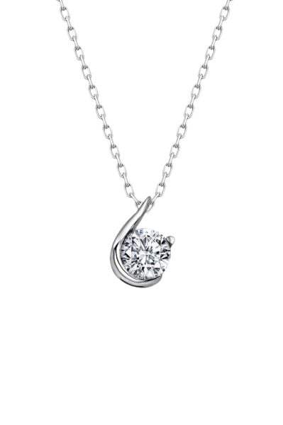 Sertifikalı Swarovski Taşlı Tek Taş 925 Gümüş Kolye