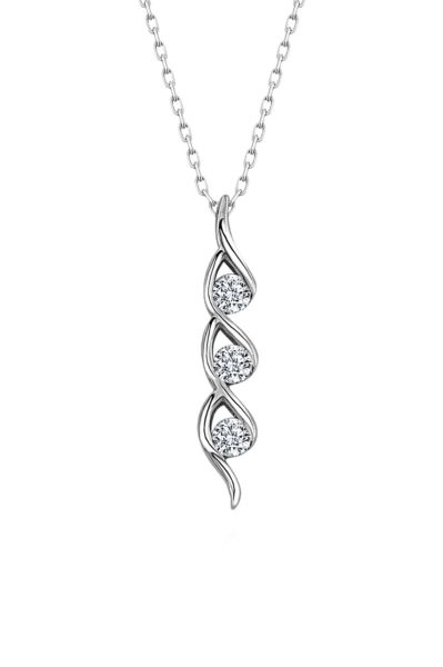 Sertifikalı Swarovski Taşlı Tria Suyolu 925 Gümüş Kolye