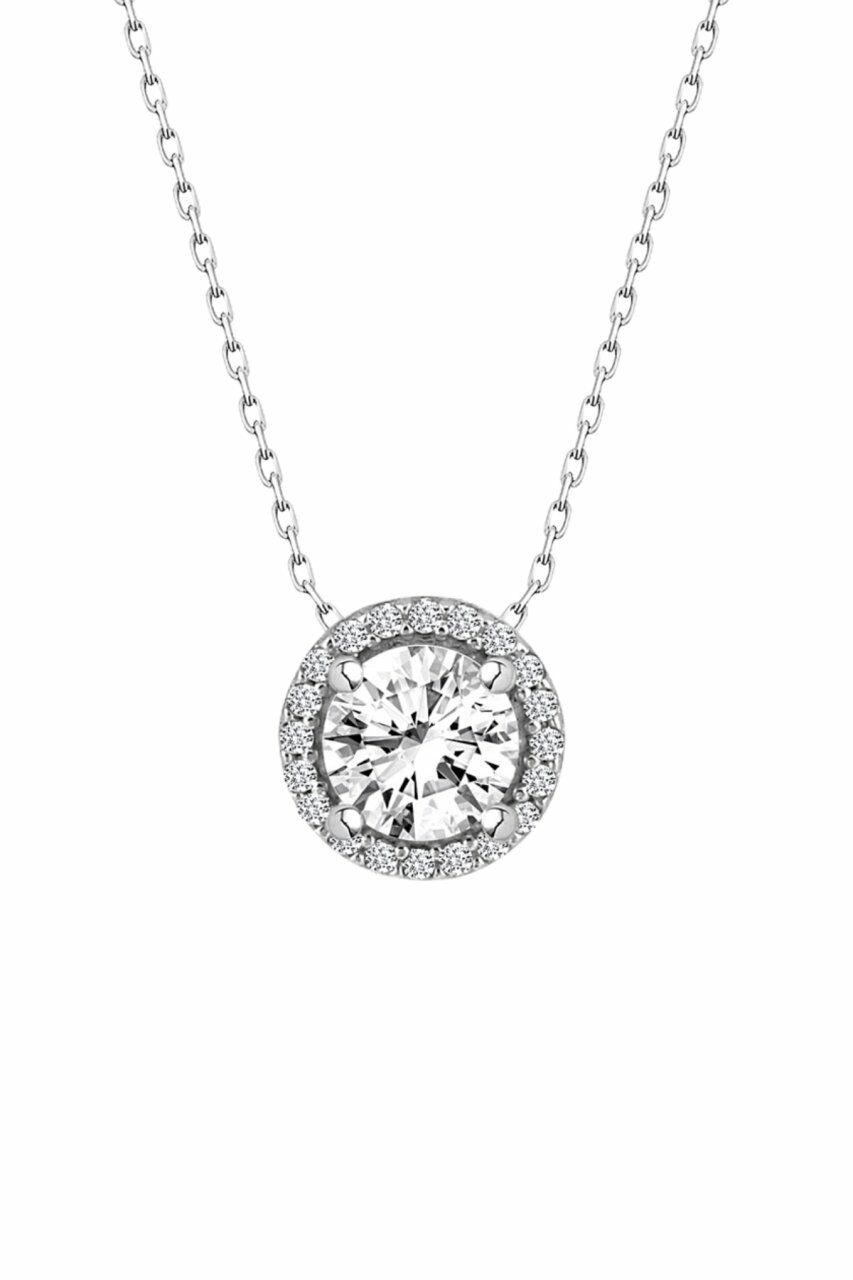 Sertifikalı Swarovski Taş Büyük Yuvarlak 925 Gümüş Kolye