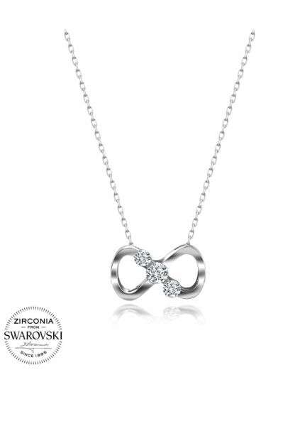 Sertifikalı Swarovski Taşlı Küçük Sonsuzluk  925 Gümüş Kolye
