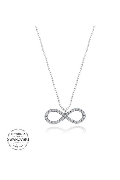 Sertifikalı Swarovski Taşlı Sonsuzluk 925 Gümüş Kolye
