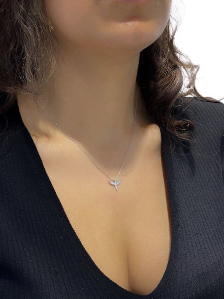 Sertifikalı Swarovski Taşlı Dua Meleği 925 Gümüş Kolye