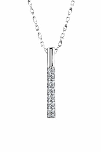 Swarovski Taşlı Sertifikalı Bar Cubik Çubuk 925 Gümüş Kolye