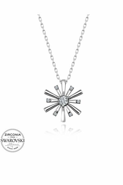 Swarovski Taşlı Sertifikalı Güneş 925 Gümüş Kolye