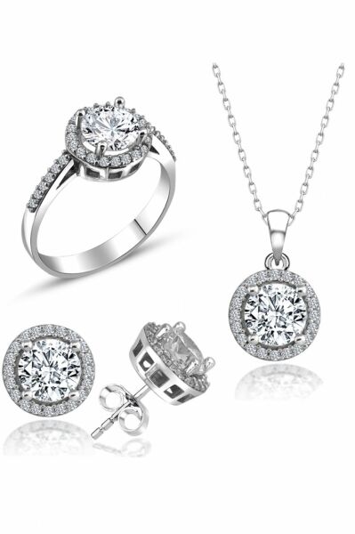Sertifikalı Swarovski Özel Modeli Tektaş 925 Gümüş Set Takım