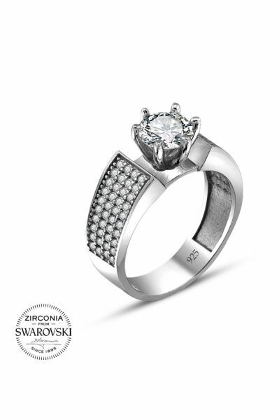 Sertifikalı Swarovski Pırlanta Montür 925 Gümüş Yüzük