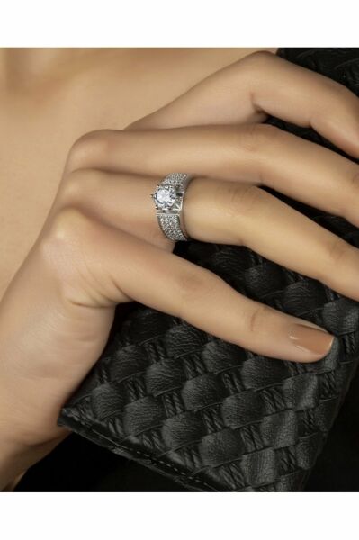 Sertifikalı Swarovski Pırlanta Montür 925 Gümüş Yüzük