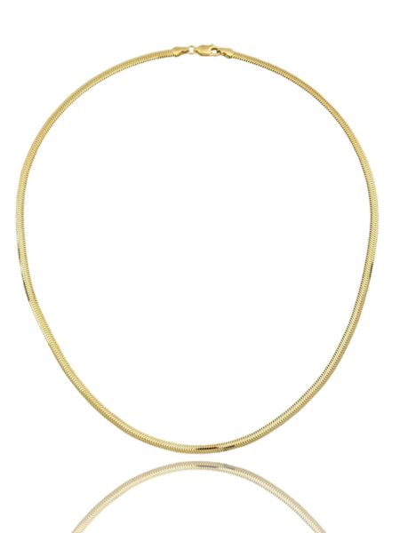 3.5 mm Kalın Balık Sırtı Ezme Zincir 14 Ayar Altın Kolye 45 cm