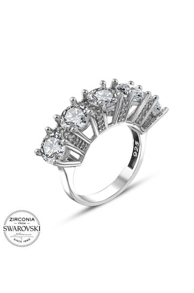 Orijinal Swarovski Taşlı Beştaş 925 Gümüş Yüzük