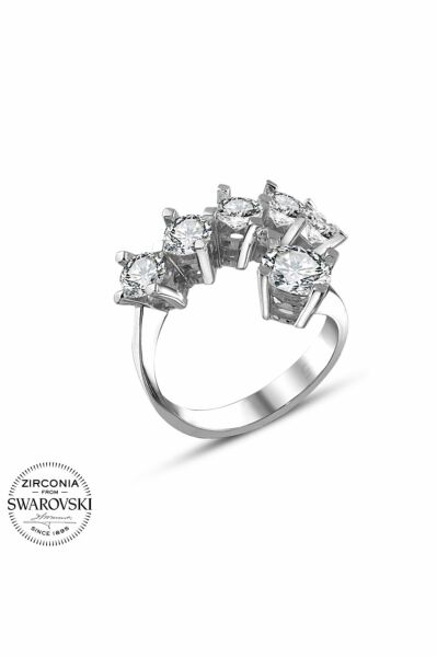 Orijinal Swarovski Tek Taş Beştaş 925 Gümüş Yüzük