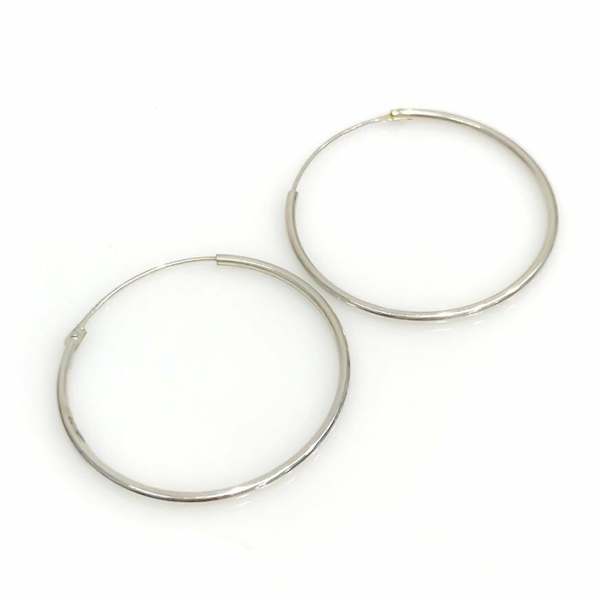 Taşsız Düz Spor 32 mm Gümüş Halka Küpe
