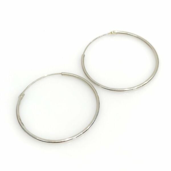 Taşsız Düz Spor 32 mm Gümüş Halka Küpe