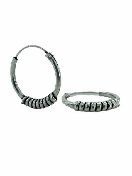 18 mm Oksitli Spor Taşsız Unisex 925 Gümüş Halka Küpe