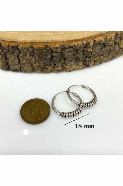18 mm Oksitli Spor Taşsız Unisex 925 Gümüş Halka Küpe
