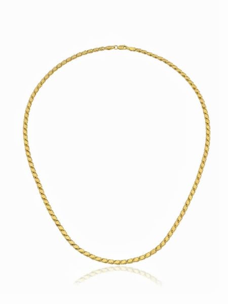 Halep Pullu Arpa Zincir 3 mm 14 Ayar Altın Kolye 65 cm