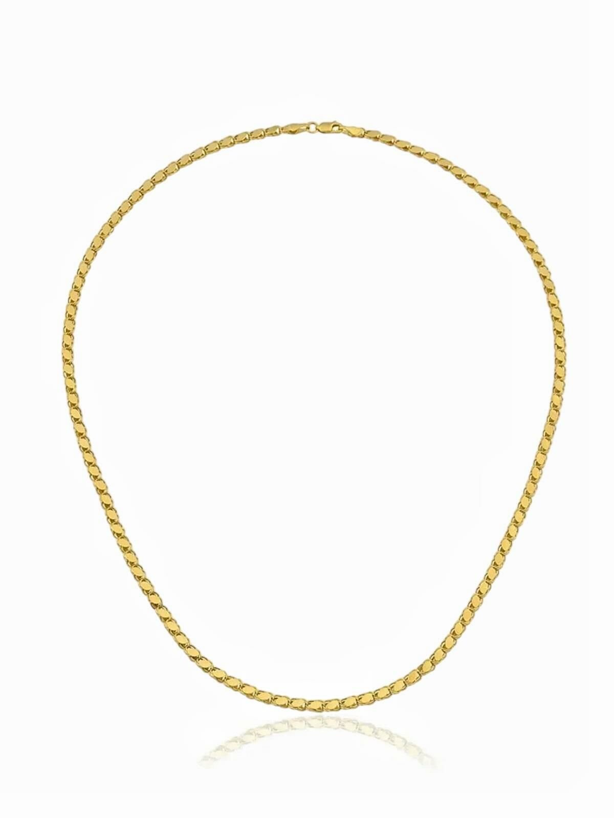 Halep Pullu Arpa Zincir 3 mm 14 Ayar Altın Kolye 55 cm
