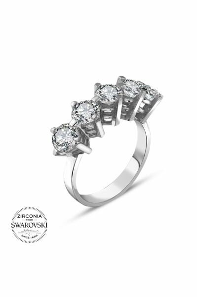 Orijinal Swarovski Pırlanta Modeli Beştaş 925 Gümüş Yüzük
