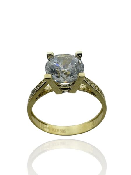 1.50 Carat Zirkon Tektaş 14 Ayar Altın Yüzük