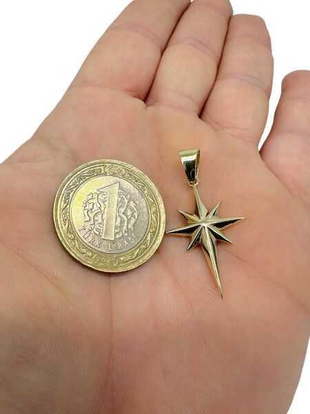 Kutup Güney Yıldızı Üst Kalite Taşsız Altın Kolye Ucu