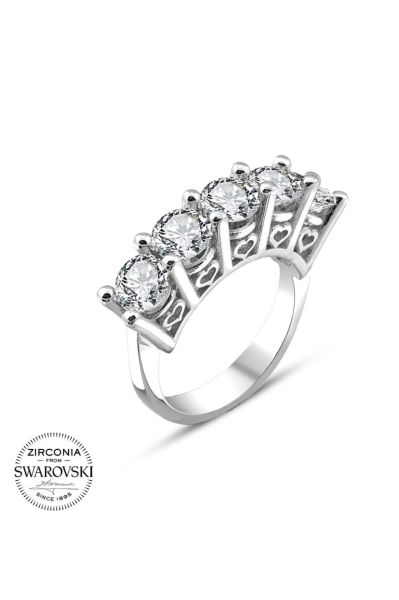 Orijinal Swarovski Pırlanta Modeli Beştaş 925 Gümüş Yüzük