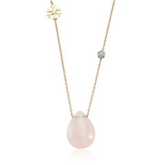 Pırlanta Pembe Quartz Kolye
