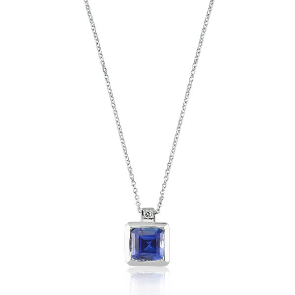 Pırlantalı Safir Kolye
