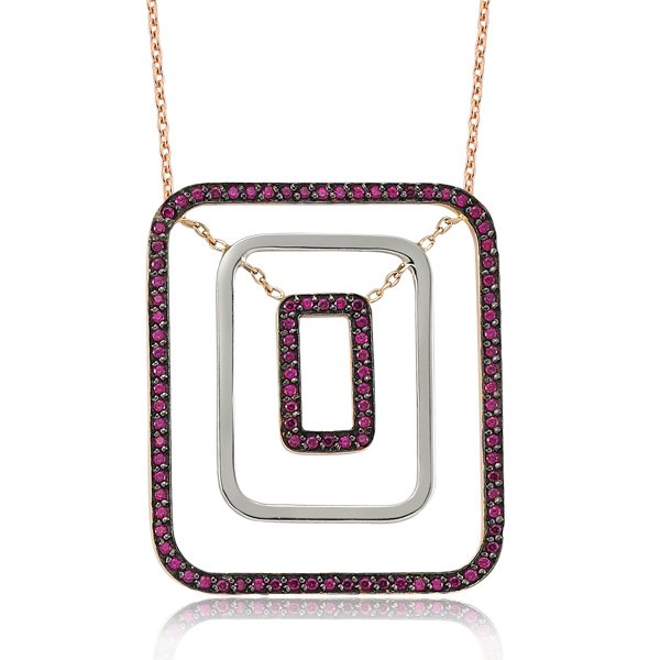 Yakutlu Rectangle Kolye